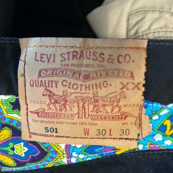 Vintage 80s Levis 501 Custom Flare Denim Button Fly Hippie USA Actual 30 x 29.5 - Picture 7 of 14